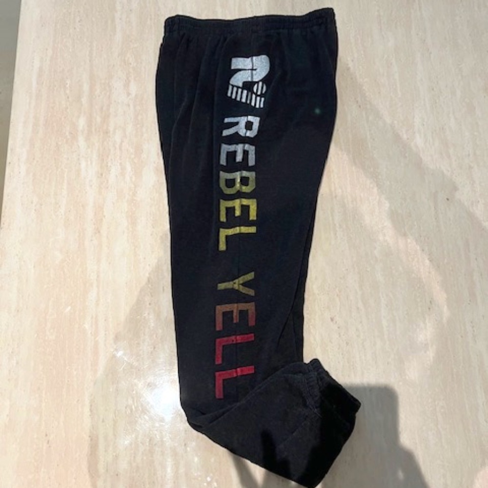 NEW RARE Rebel Yell Graphic Charcoal Black Sweatpants S Vintage HTF SO SOFT